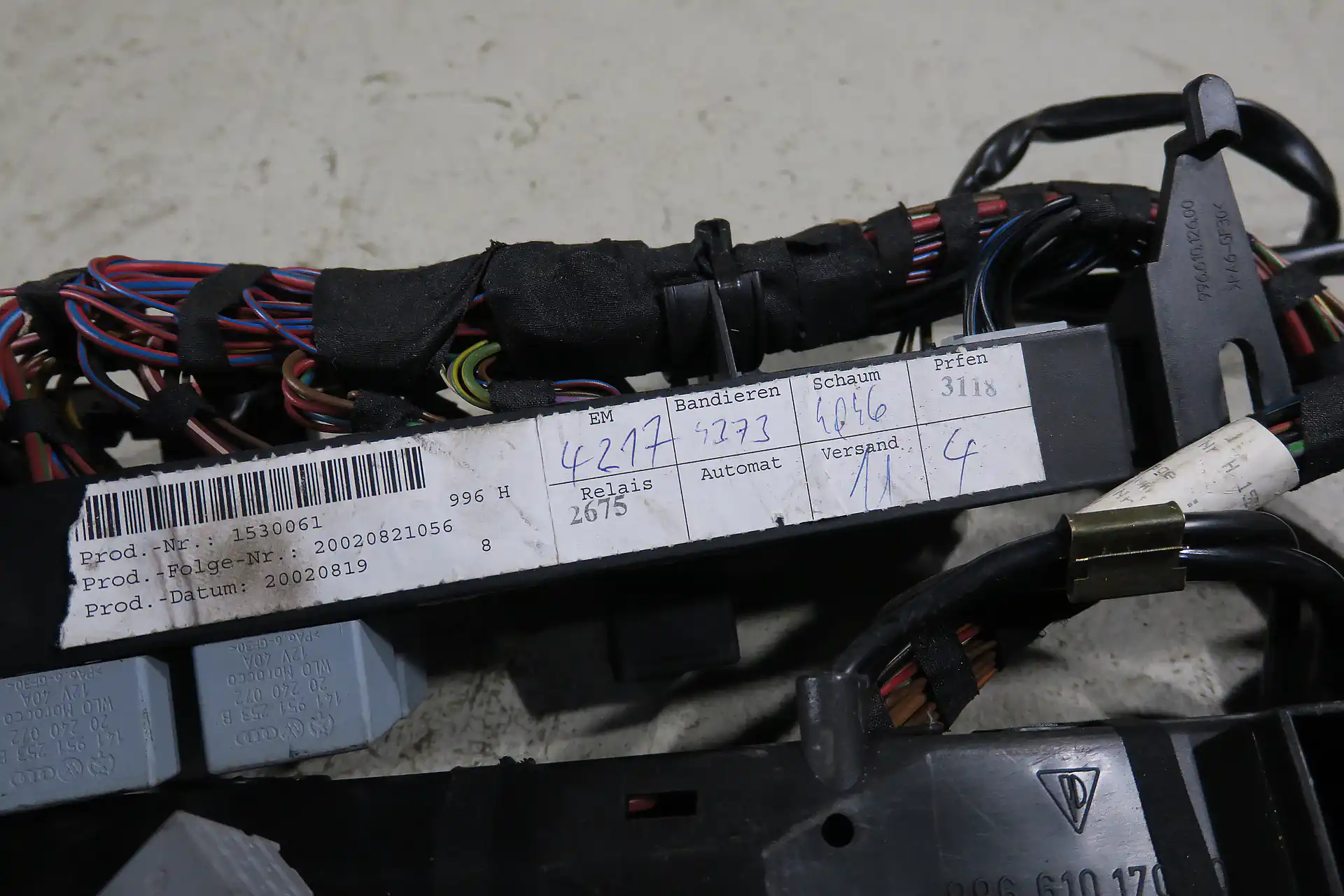 Porsche 911 996 C4S Coupe 3.6 Schalter Baujahr 2003 Kabelbaum LL Heck Carrera 4S Hinterwagen 99661290500 Leitungssatz Original wiring harness Facelift – Bild 4