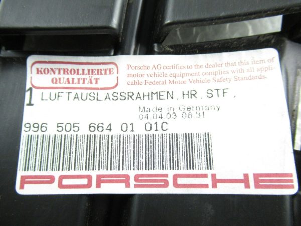 Porsche 911 996 Luftauslassrahmen Lüftungsgitter Blende Gitter R. 99650566401  - 323954669426 - Image 4